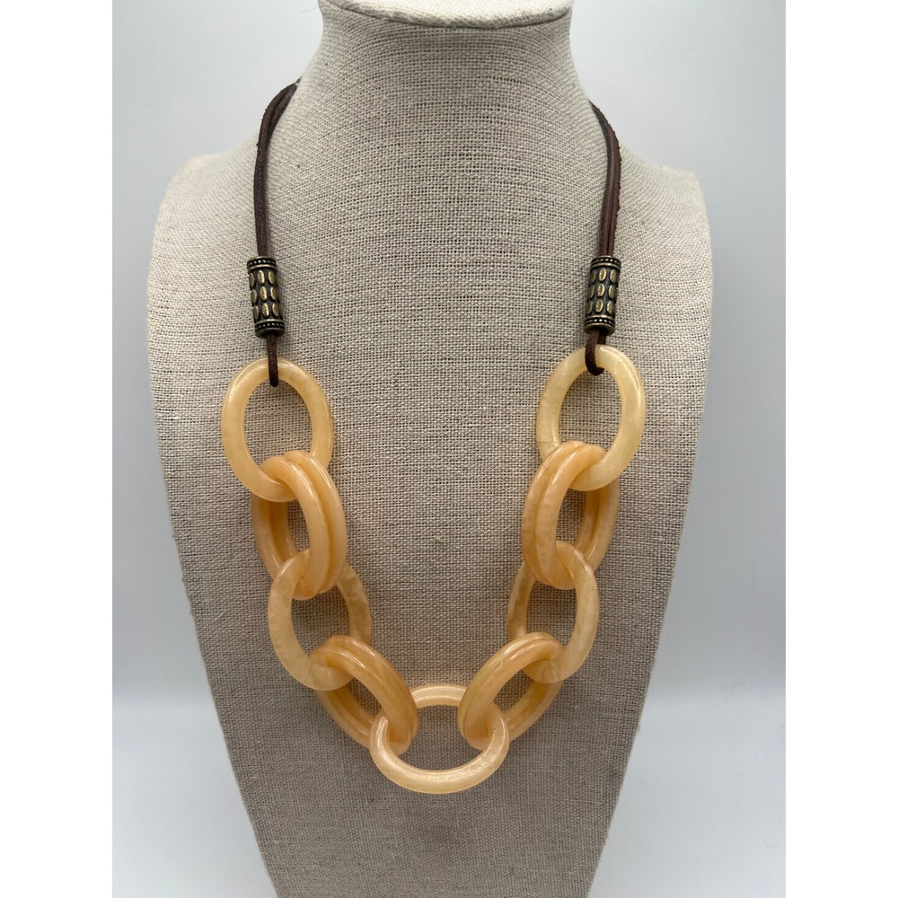 Boho Mod Vintage Avon Chunky Acrylic Chain Necklace Marbled Statement